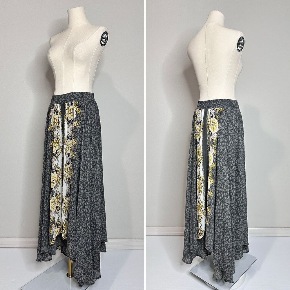 Free People Floral Panel Maxi Skirt in Black and Yellow - Picture 5 of 12